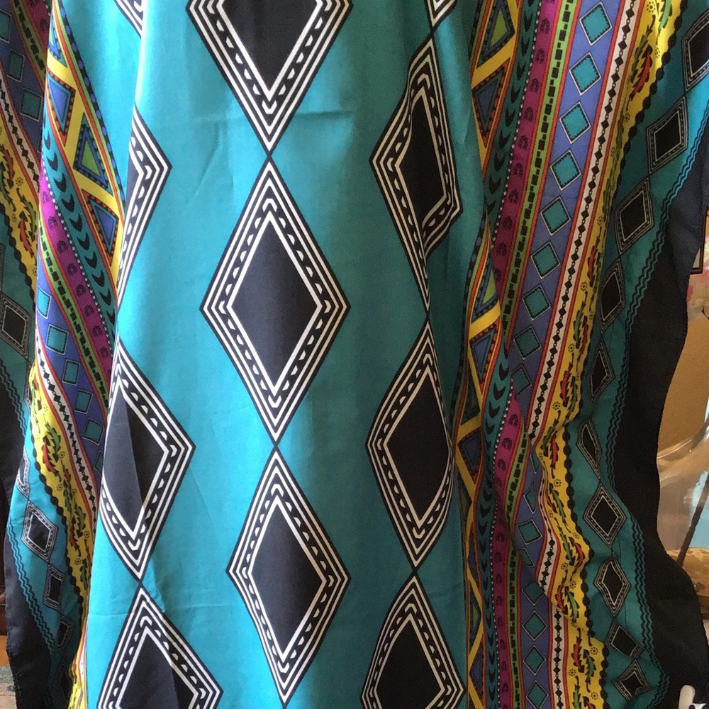 LOWEST🌺 NWT WINLAR (Fits Sizes 0 to4X) TURQUOISE DIAMOND COVERUP/CAFTAN - Picture 8 of 13